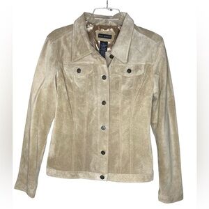 FOR JOSEPH Vintage Light Tan Genuine Suede Leather Moto Jacket - Size S